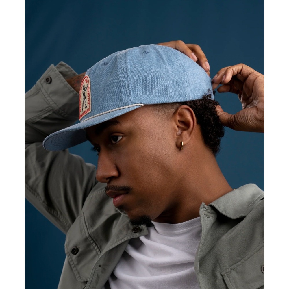 Oddjob Big Flat Bill Unstructured Rope Hat Men's XL Light Denim Outdoor Summer